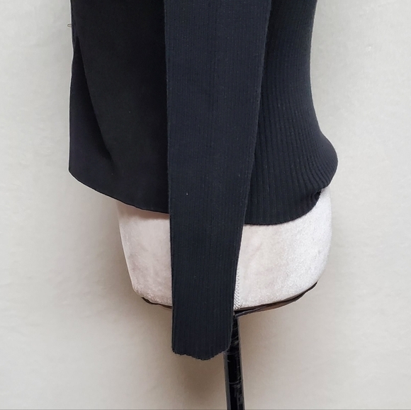 Vintage Retro Y2K Escapades Black Suede Leather Ribbed Sweater Turnlock Jacket M - Picture 9 of 13